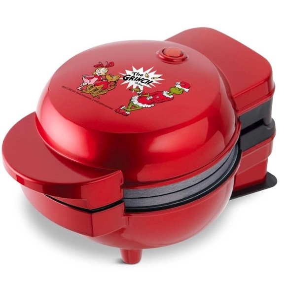 GRINCH Non-Stick Mini Waffle Maker & Griddle 6 Interchangeable Plates Red NEW - Picture 1 of 12